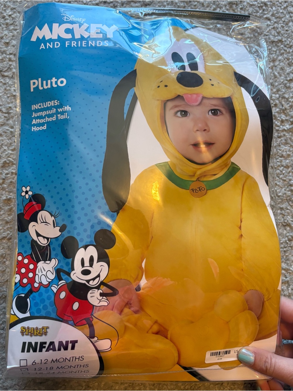 Disney Pluto Infant Jumpsuit Costume Baby 12-18 months Halloween World Land